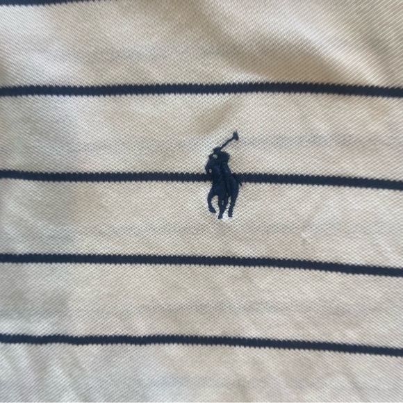 Polo Ralph Lauren Striped Soft Cotton Shirt Size XL Custom Slim Fit White Navy - Picture 5 of 8